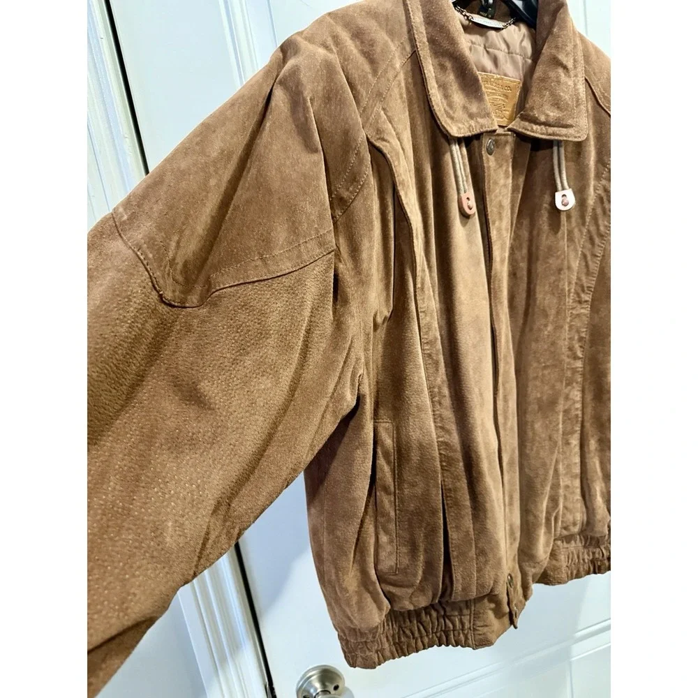 Levis Bomber Suede Leather Jacket Mens L 42 Brown Western Wear Lined 90s Vintage